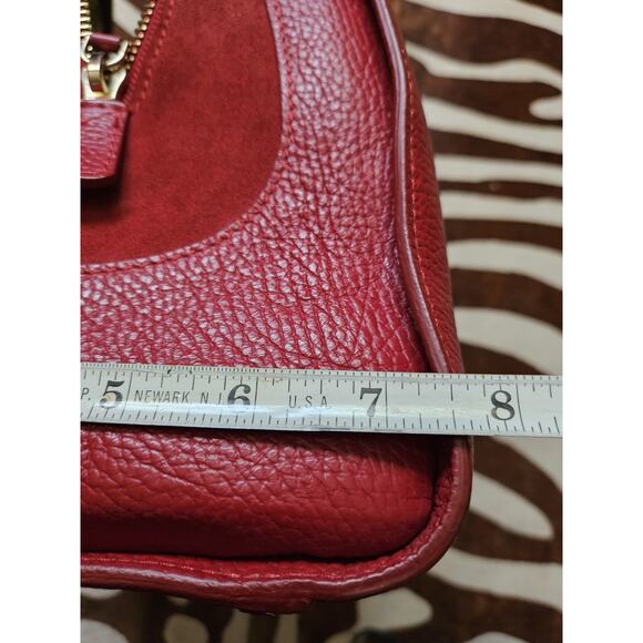 Vintage ROBERTO CAVALLI Round Leather Satchel Bag Red Animal Print Liner - Picture 10 of 11